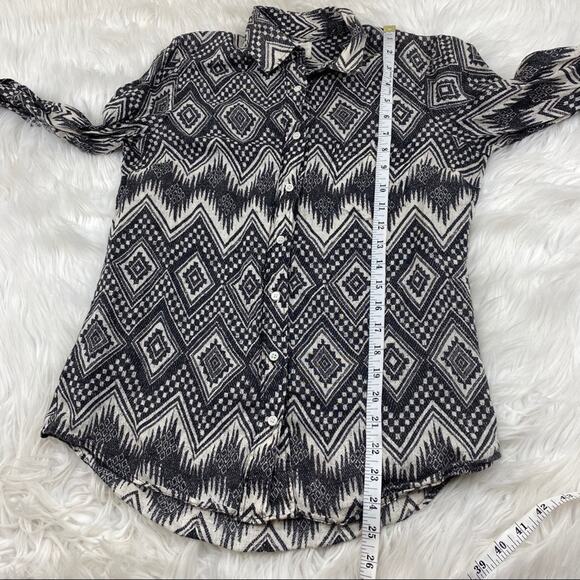 J.Crew Printed Linen Aztec Shirt Black Size XS - Picture 4 of 7